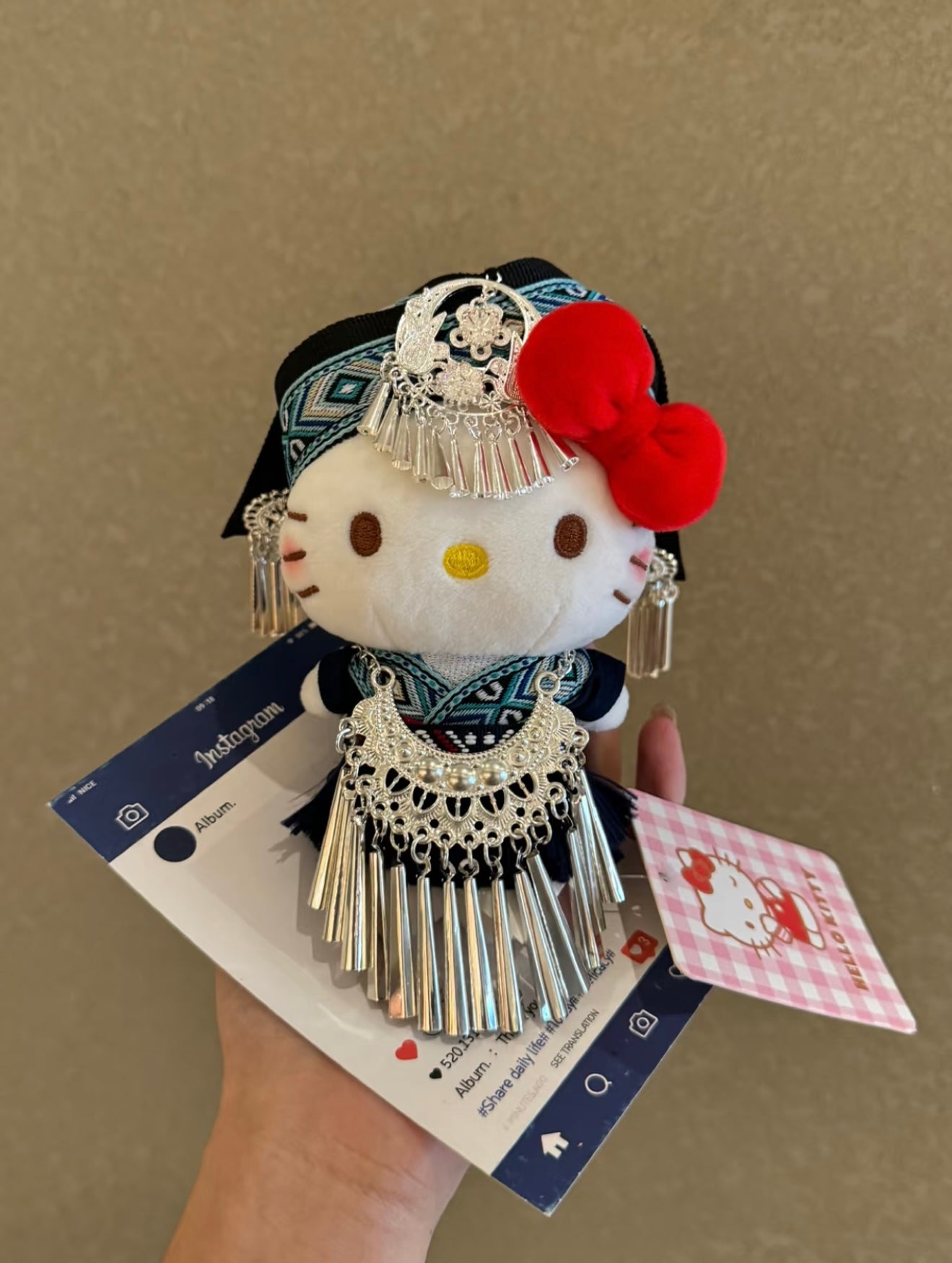 Traditional Chinese ethnic costumes Hello Kitty plush toy bag charm