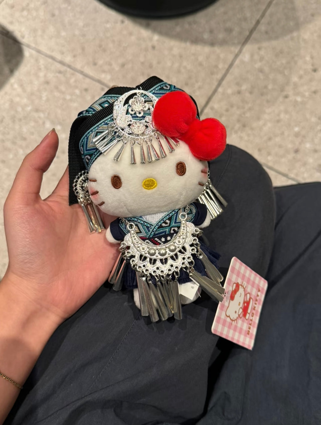 Traditional Chinese ethnic costumes Hello Kitty plush toy bag charm