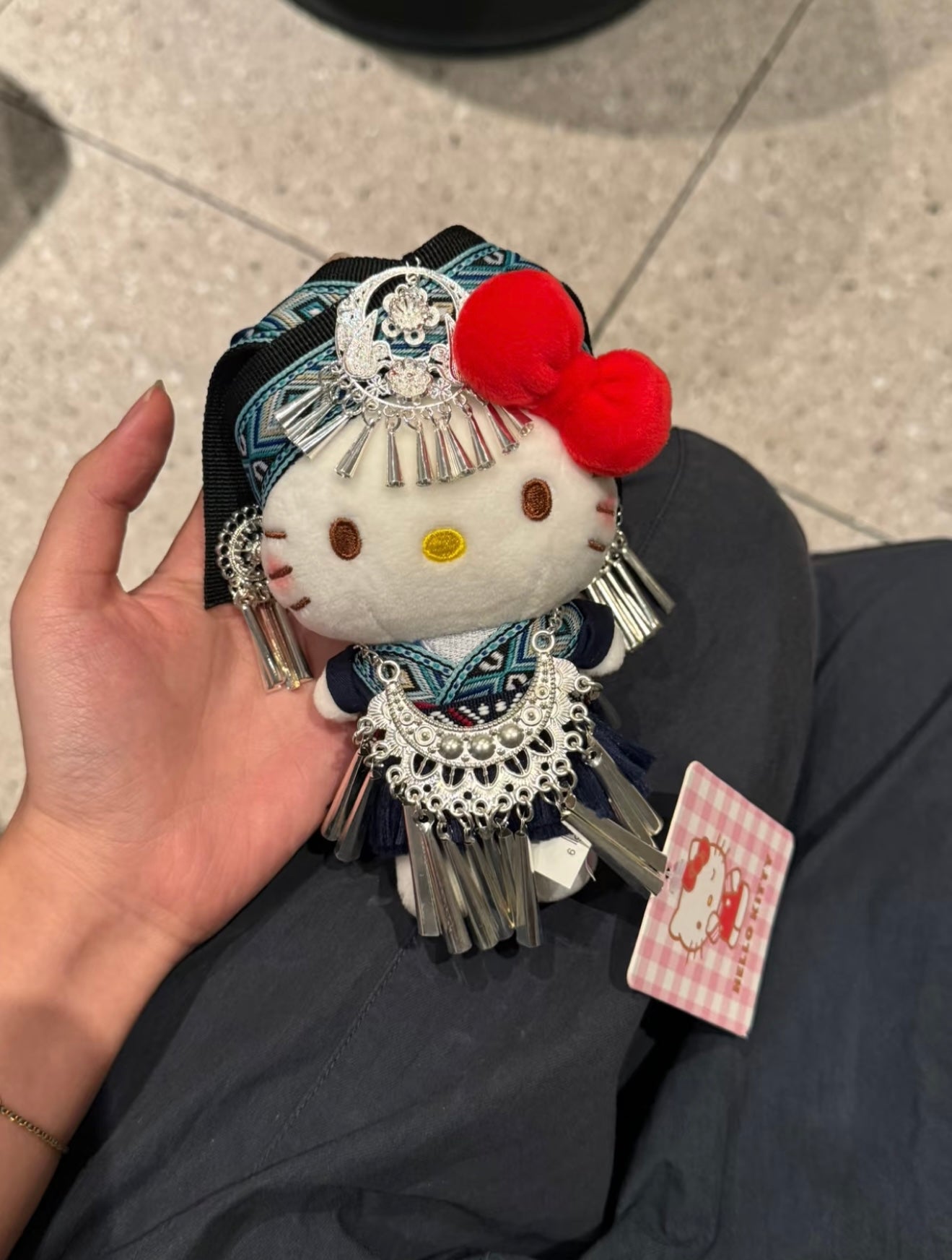 Traditional Chinese ethnic costumes Hello Kitty plush toy bag charm