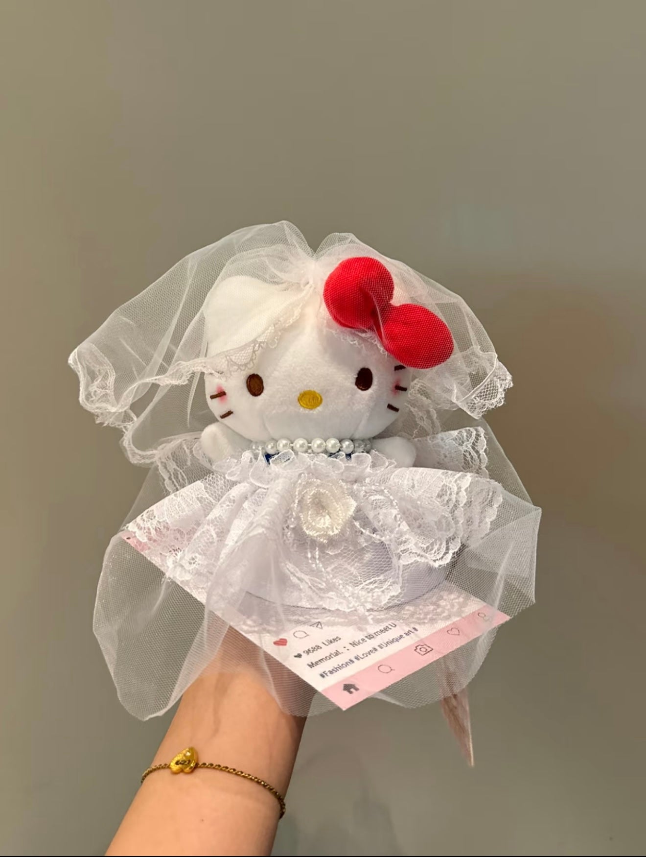 Hello Kitty in wedding dress and suit plush toy bag charm key chain