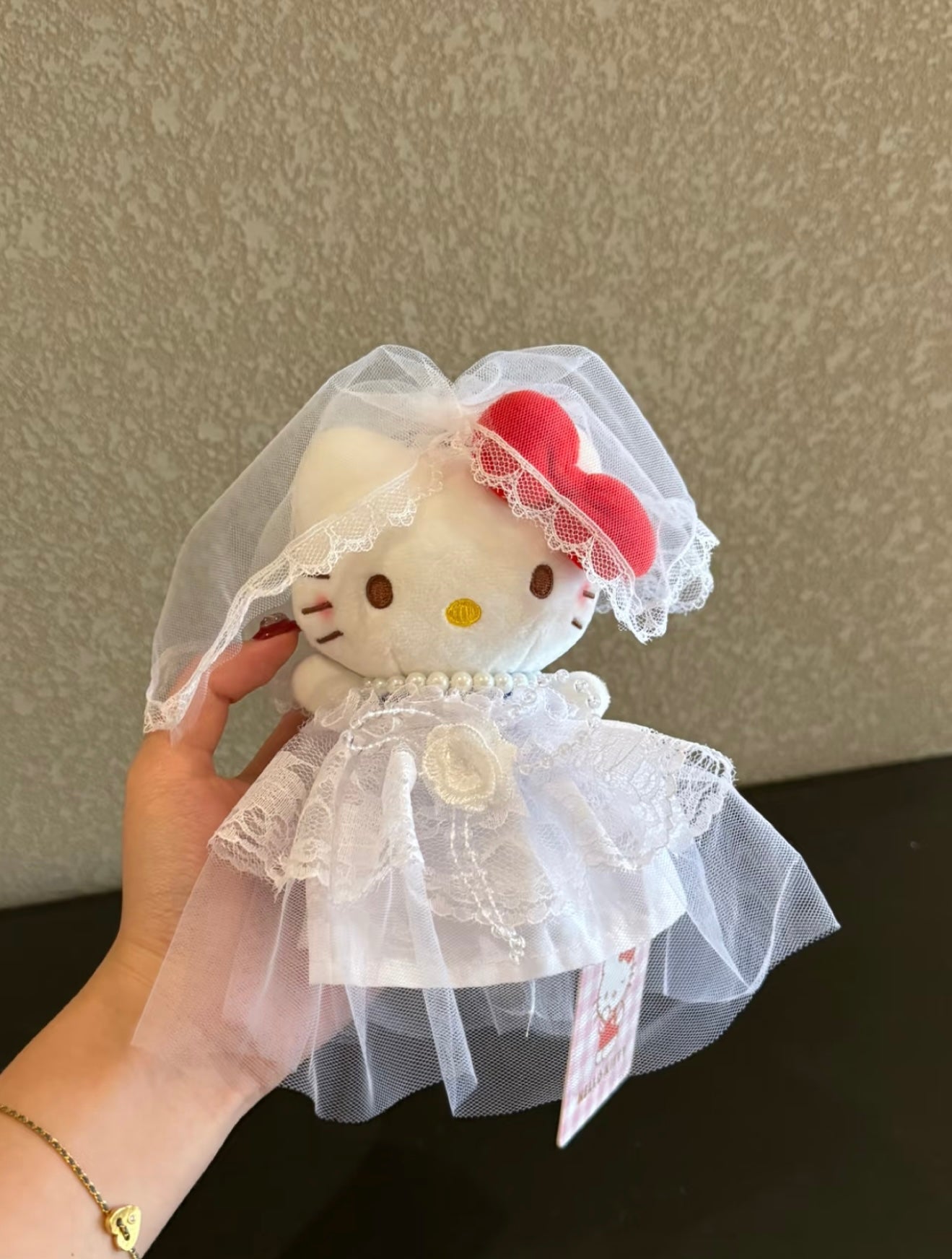 Hello Kitty in wedding dress and suit plush toy bag charm key chain