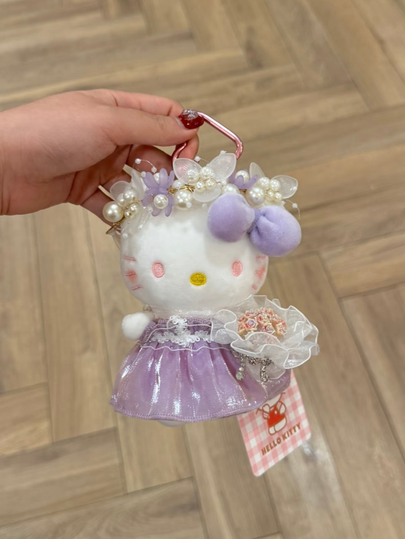 Hello Kitty in wedding dress and suit plush toy bag charm key chain