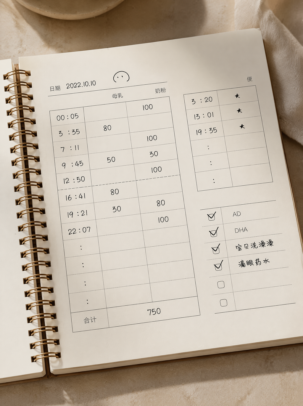 A5 Spiral Notebook, Baby Feeding & Breastfeeding Log Book