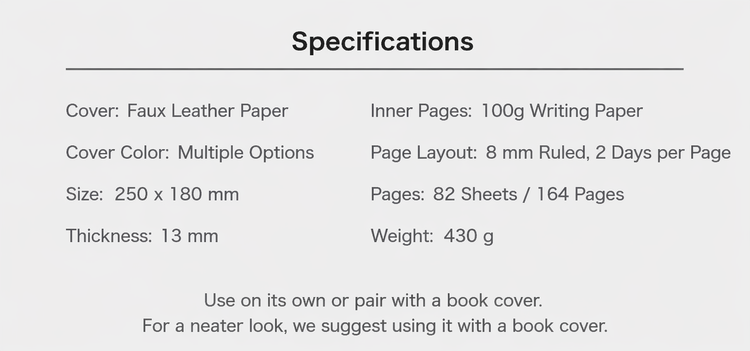 Aesthetic B5 Lined Planner Notebook | 100gsm Thick Paper, Two Pages A Day Layout for Student Study & Office Work